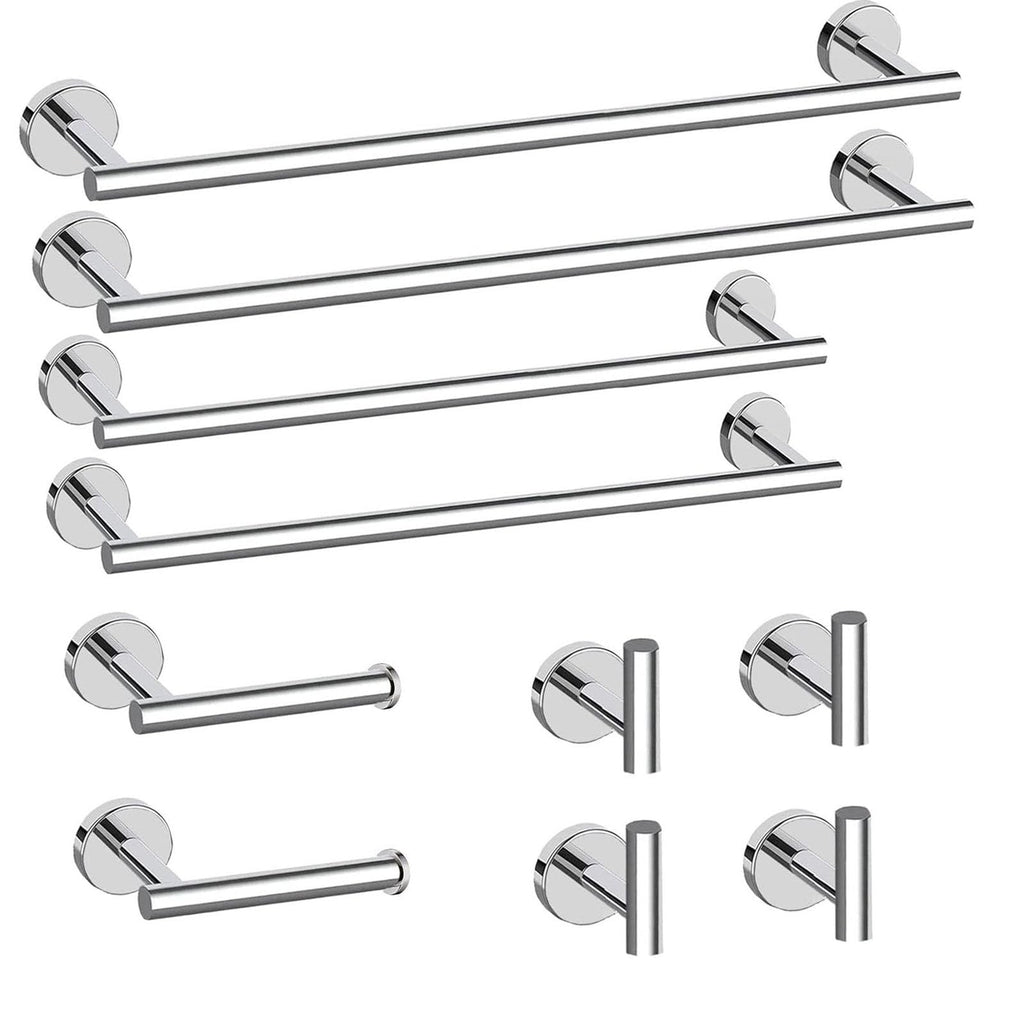 Newfun 10 Pieces Polished Chrome Bathroom Hardware Set 24 Inch