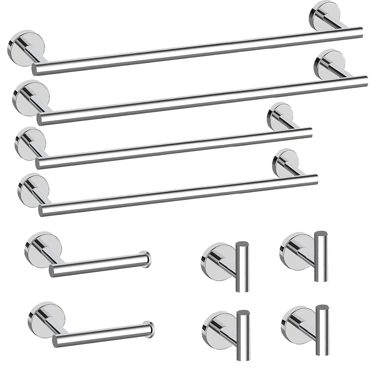 Newfun 10 Pieces Polished Chrome Bathroom Hardware Set 24 Inch