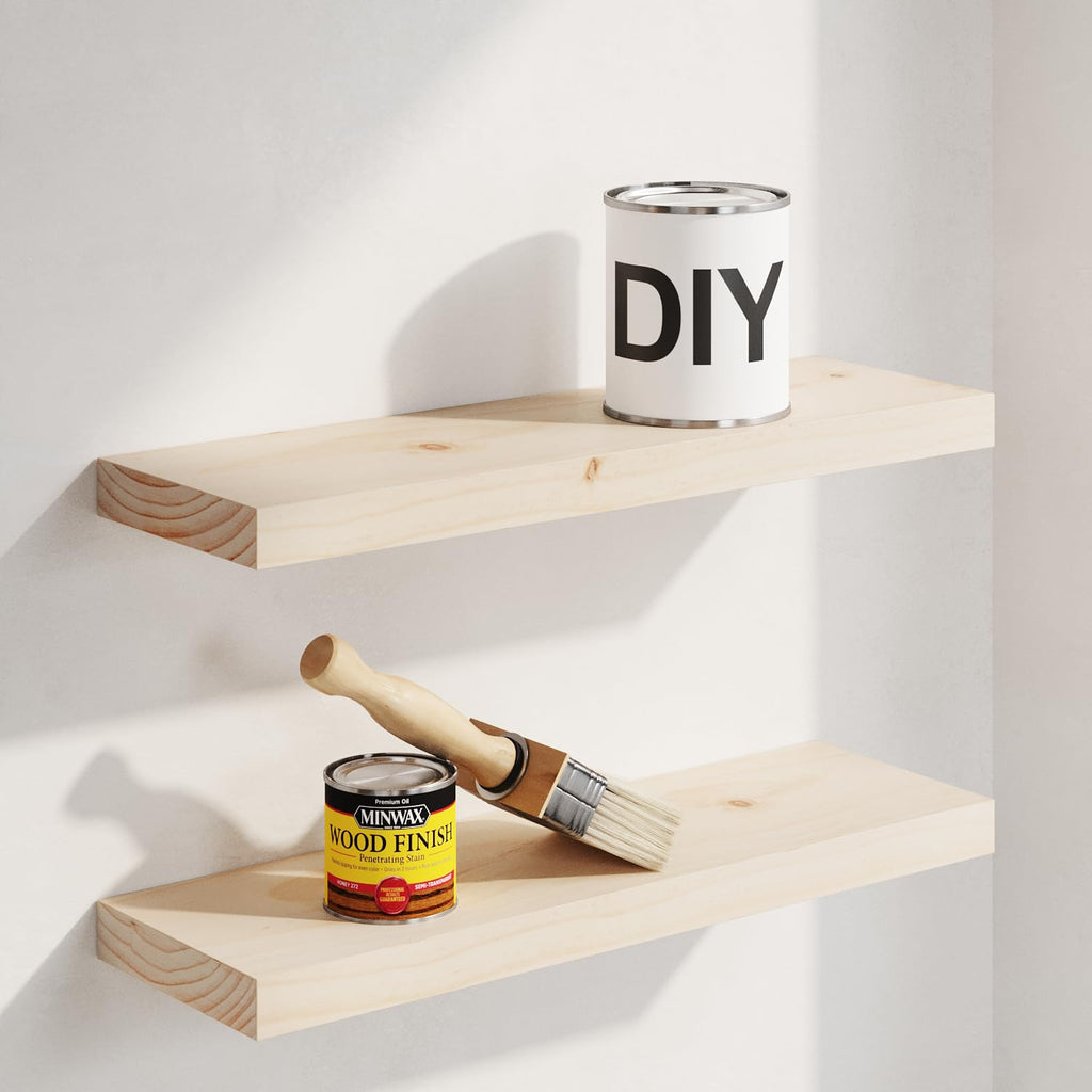 Homeforia 24 Inch Floating Shelves, High-End Solid Pine Wood, Set of 2