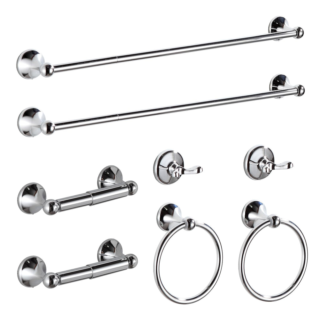 BGL Bathroom Accessory Set, Matte Black Adjustable Expandable Towel Bar 4-Piece Bathroom Hardware Set Wall Mounted Robe Hook Toilet Paper Holder Towel Ring Towel Bar
