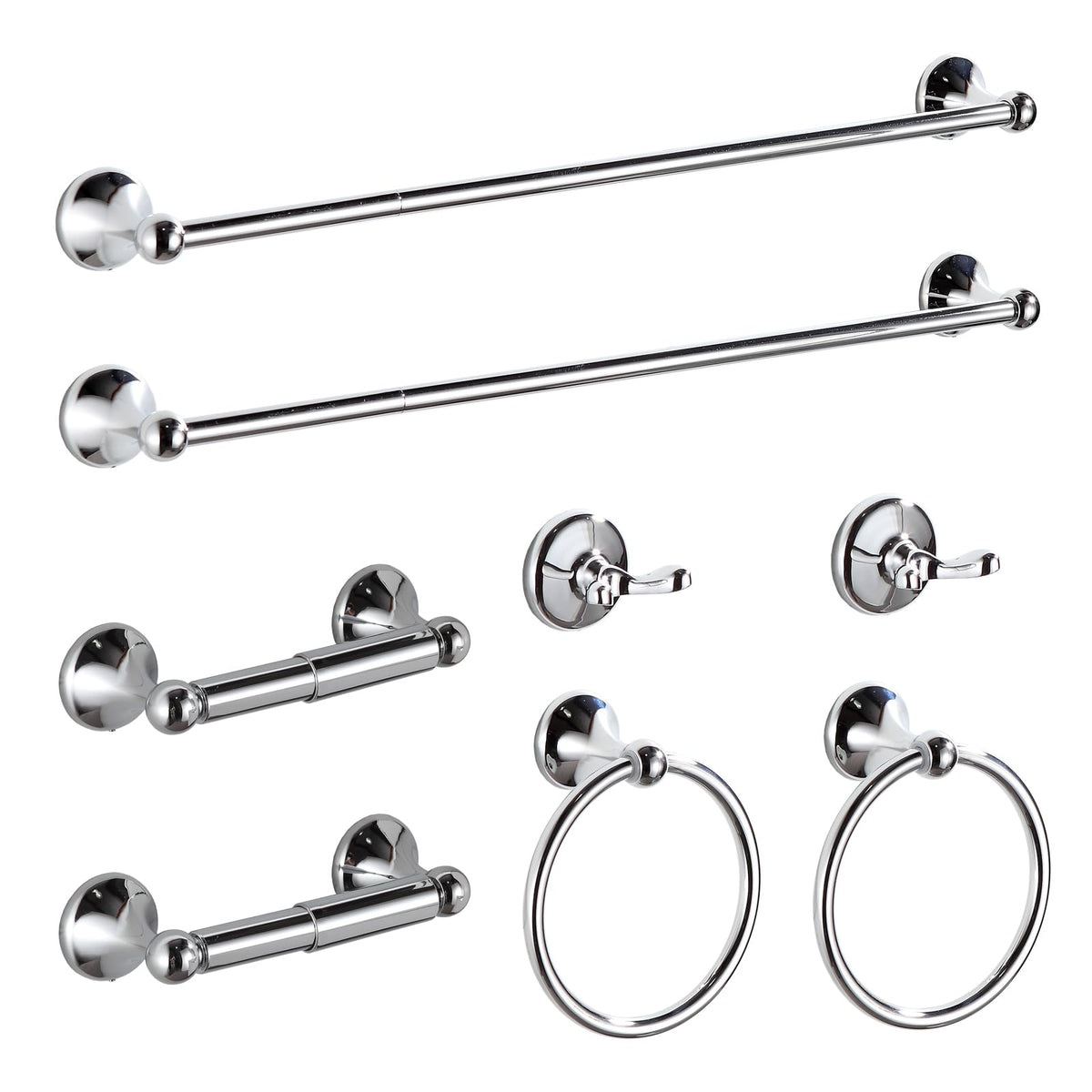 BGL Bathroom Accessory Set, Matte Black Adjustable Expandable Towel Bar 4-Piece Bathroom Hardware Set Wall Mounted Robe Hook Toilet Paper Holder Towel Ring Towel Bar