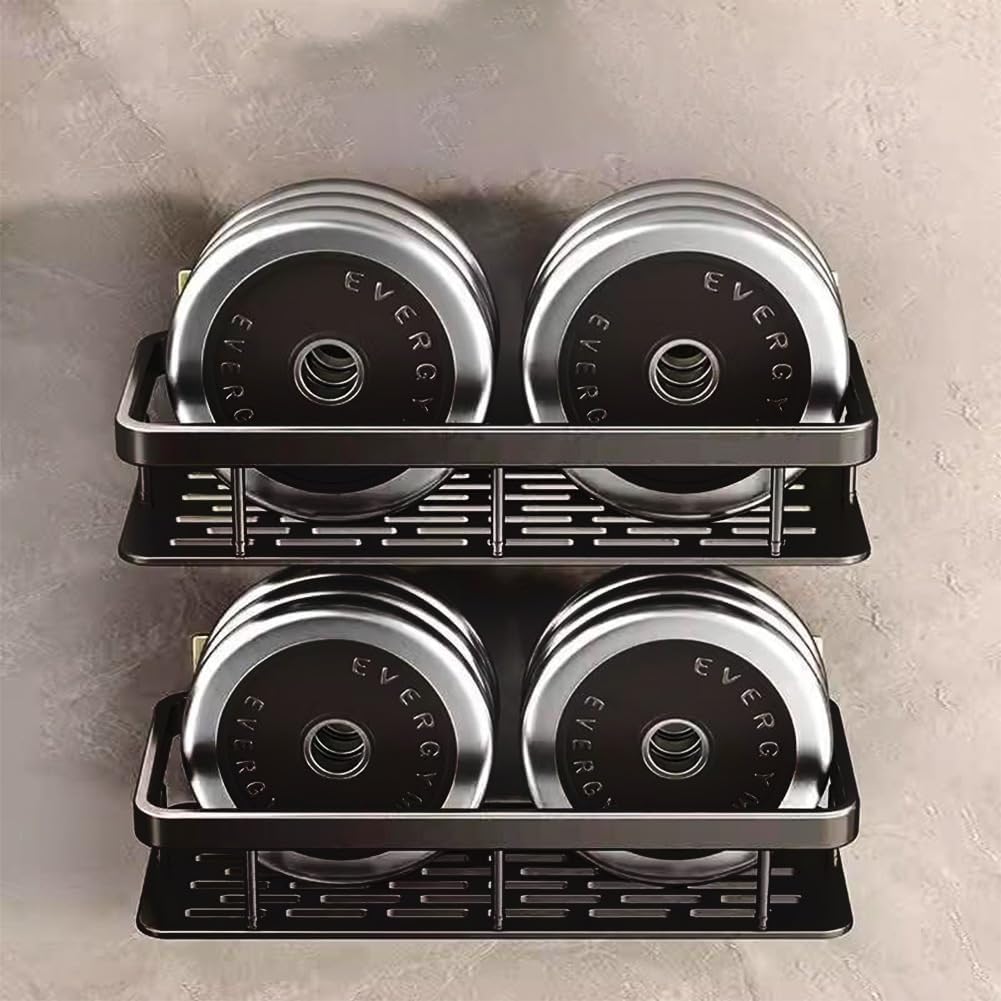 1pc Multipurpose Self - Adhesive Wall Mounted Shelf: Perfect for Bathroom and Kitchen Storage,Black