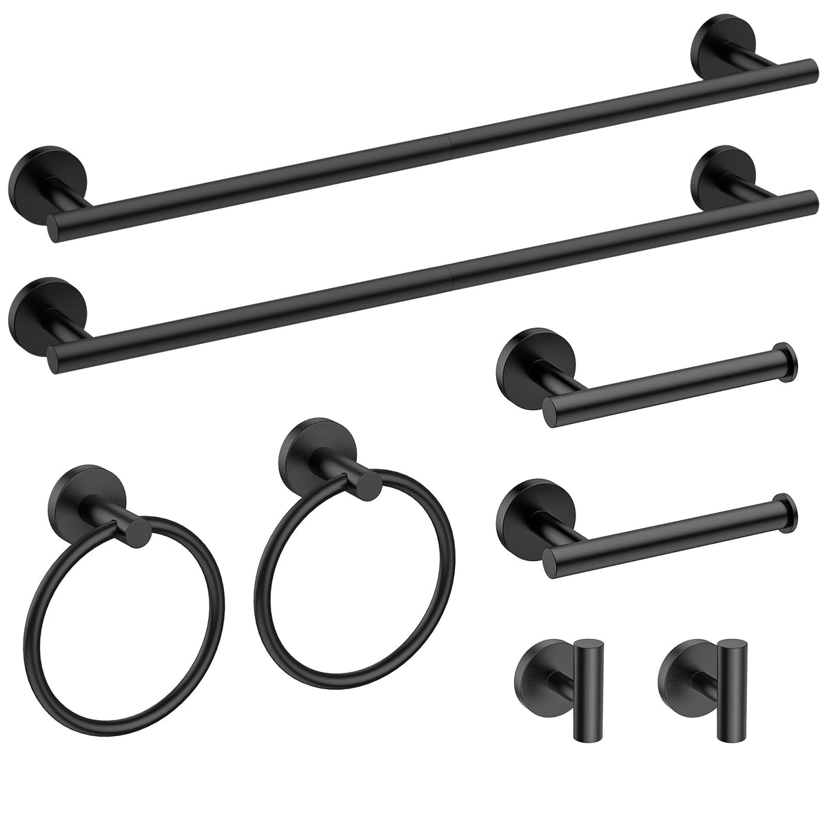USHOWER 4PCS Matte Black Bathroom Accessories Set, 24-Inch Towel Bar Set
