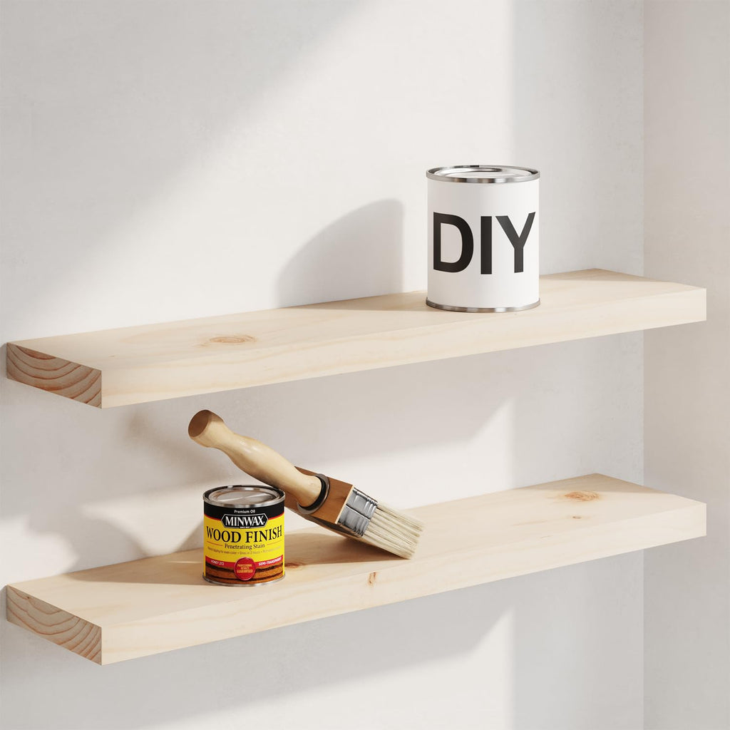 Homeforia 24 Inch Floating Shelves, High-End Solid Pine Wood, Set of 2