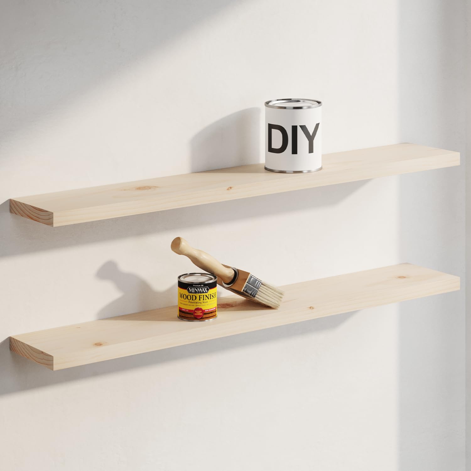 Homeforia 24 Inch Floating Shelves, High-End Solid Pine Wood, Set of 2