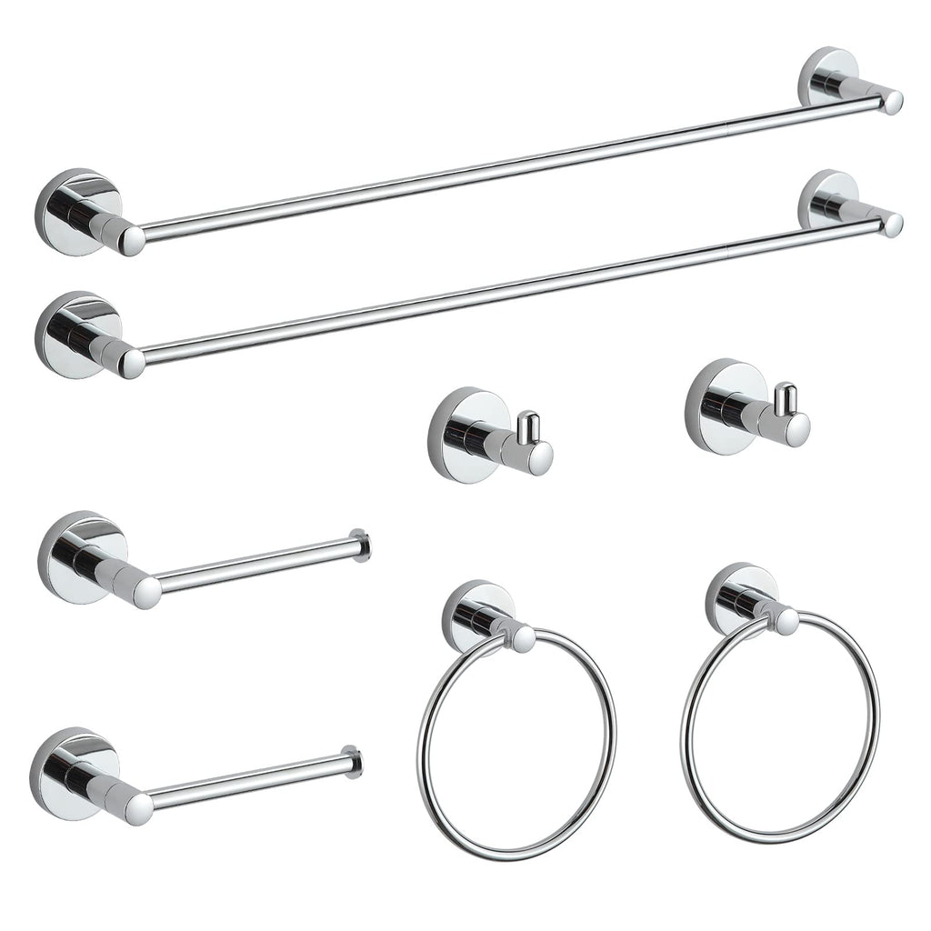 BGL Bathroom Accessory Set,4-Piece Brushed Nickel Towel Racks for Bathroom, 24 Inches Towel Bar, Towel Ring, Toilet Paper Holder & Robe Hook, Wall Mounted