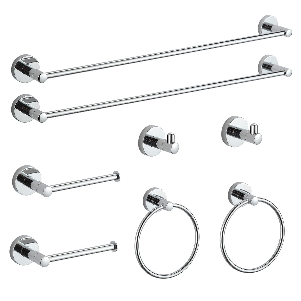 BGL Bathroom Accessory Set,4-Piece Brushed Nickel Towel Racks for Bathroom, 24 Inches Towel Bar, Towel Ring, Toilet Paper Holder & Robe Hook, Wall Mounted