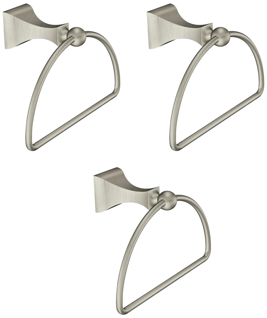 Moen Retreat Collection Brushed Nickel Bathroom Hand Towel Ring with Wall Mount Hardware, DN8386BN