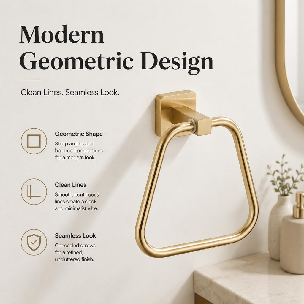 Brushed Light Gold Towel Ring for Bathroom, Kitchen Bath Towel Holder Hangers Wall Mount Heavy Duty Stainless Steel