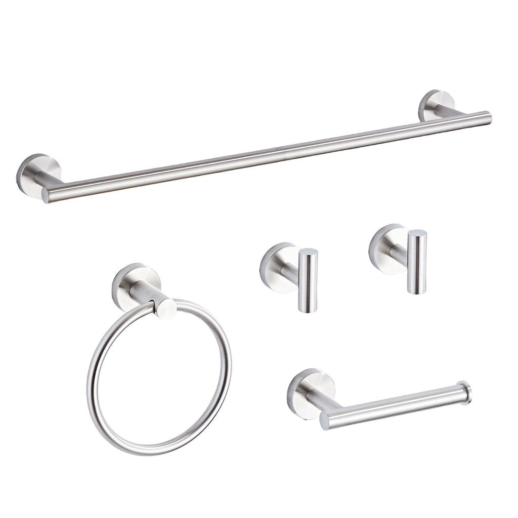 Brushed Gold Bathroom Hardware Set 5 Piece with Towel Racks for Bathroom, SUS304 Stainless Steel Bath Towel Bar Set, 24 Inch Wall Mounted Accessories Kit…