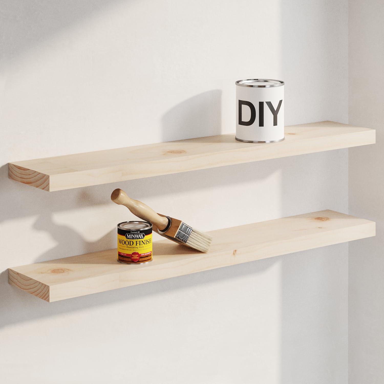 Homeforia 24 Inch Floating Shelves, High-End Solid Pine Wood, Set of 2