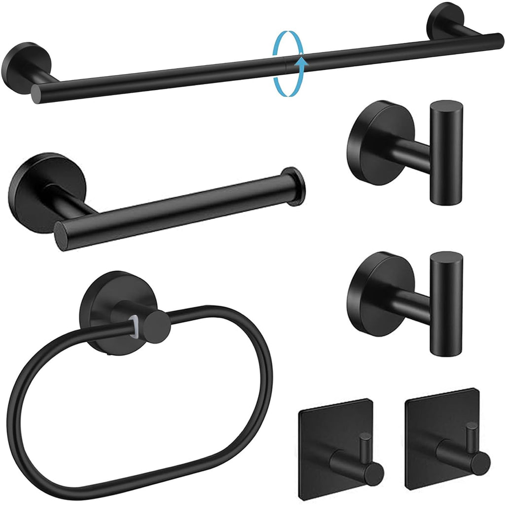 Brushed Gold Bathroom Accessories Set, 7 Pieces Gold Towel Bar Bathroom Hardware Set, 31.5 Inch Towel Racks for Bathroom, SUS304 Stainless Steel Bathroom Towel Holder Toilet Paper Holder Wall Mounted