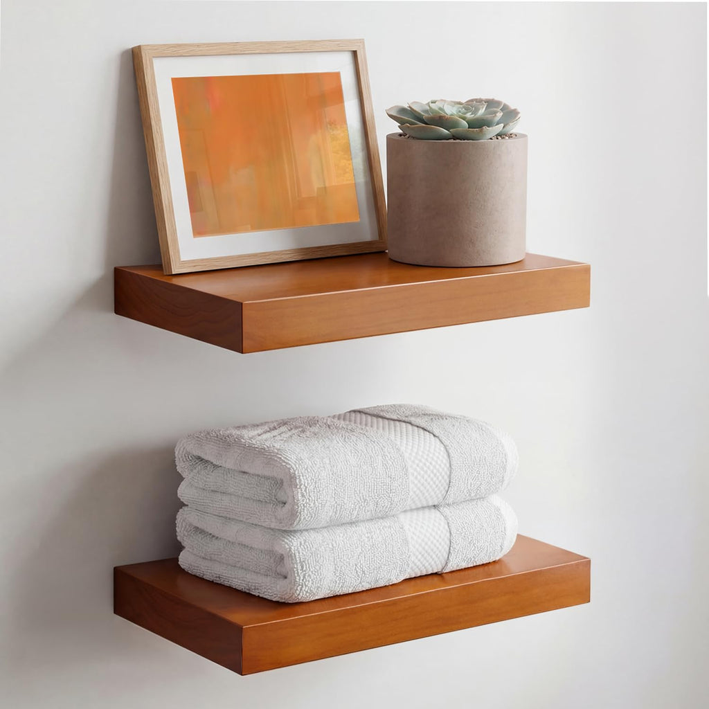 Homeforia 24 Inch Floating Shelves, High-End Solid Pine Wood, Set of 2