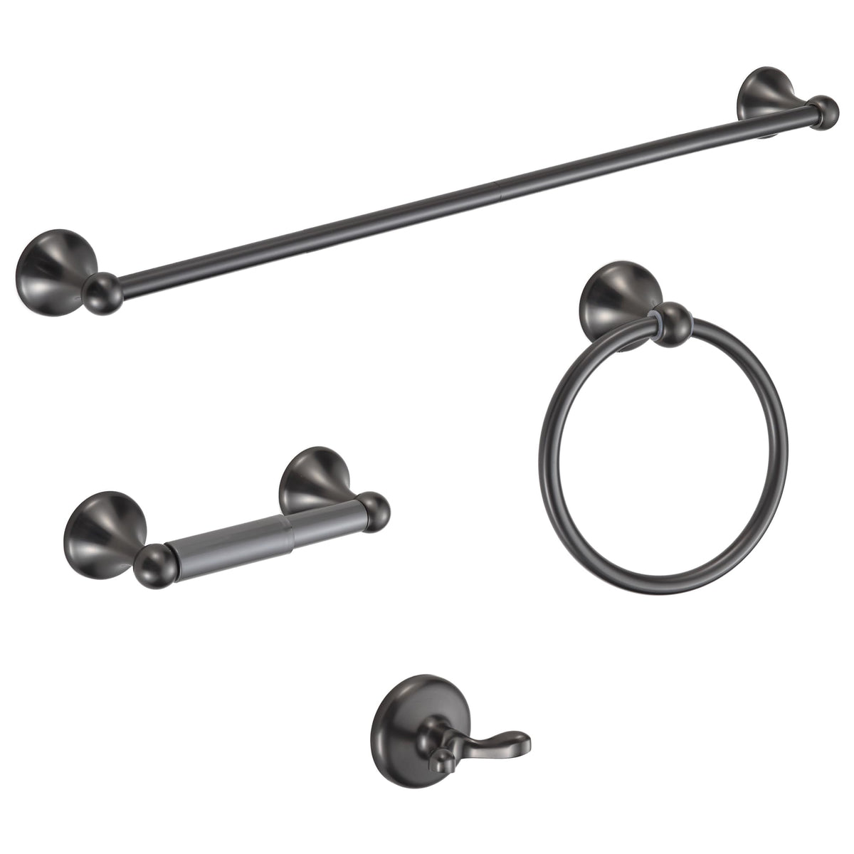 BGL Bathroom Accessory Set, Brushed Nickel Adjustable Expandable Towel Bar 4-Piece Bathroom Hardware Set Wall Mounted
