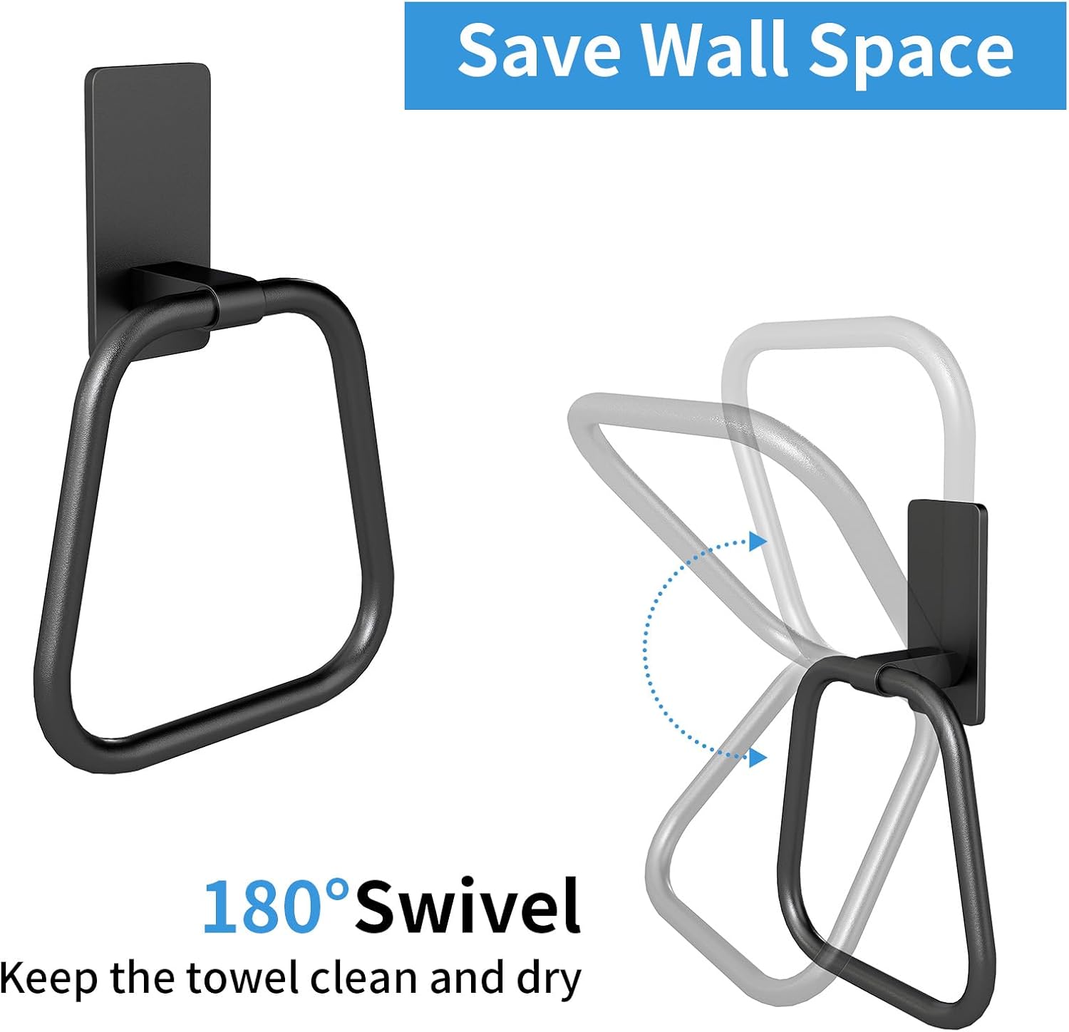 JUYSON Adhesive Hand Towel Holder for Bathroom, No Drill Towel Ring