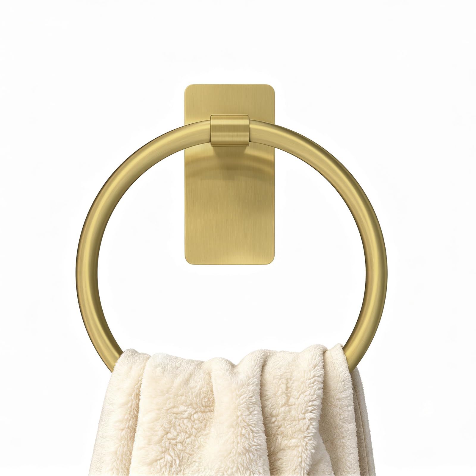 STWWO Hand Towel Holder for Bathroom, Brushed Nickel Towel Ring Adhesive