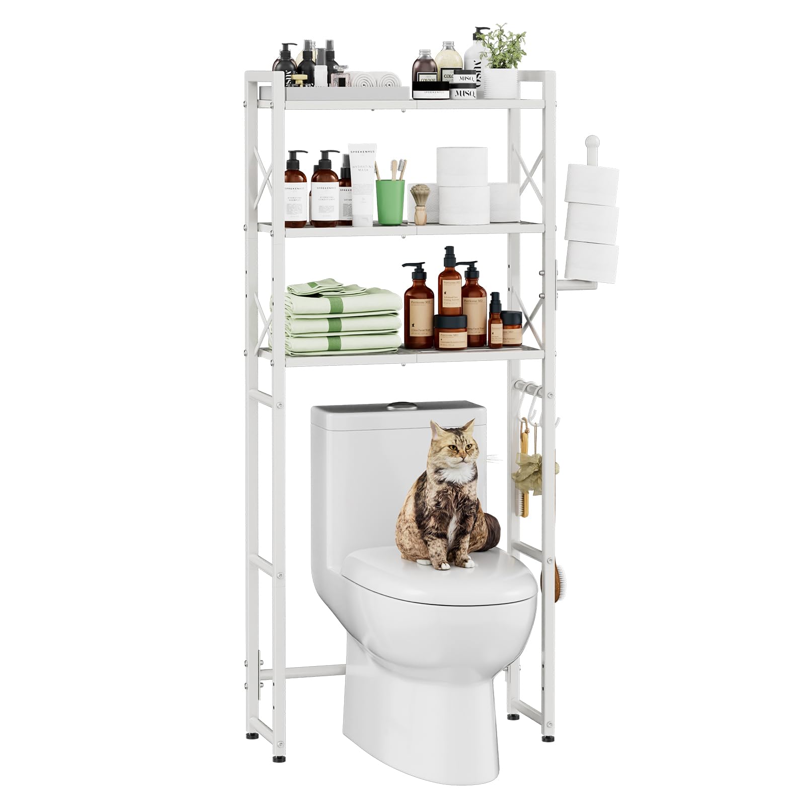 Simple Trending 3 Tier Over The Toilet Rack, Shelf Bathroom, Bathroom Stand Organizer Space Saver, Silver