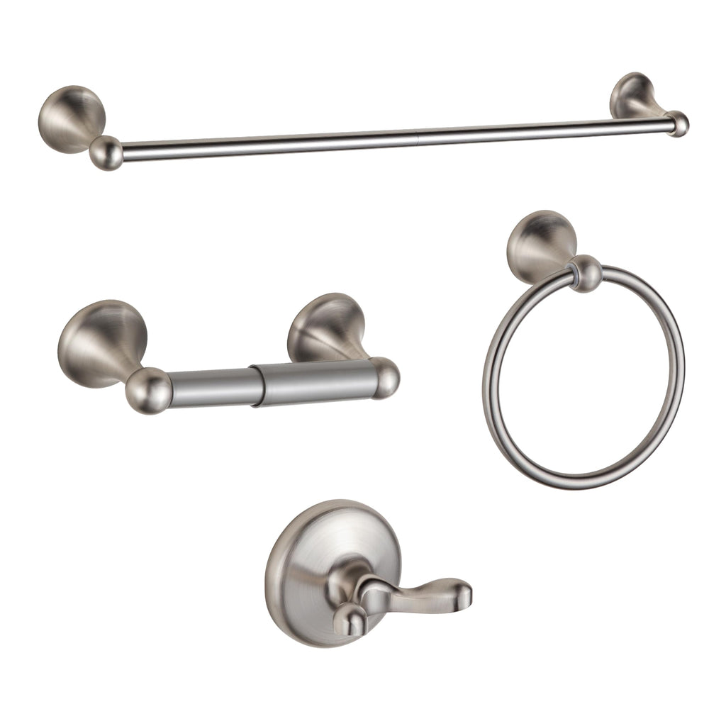 BGL Bathroom Accessory Set, Matte Black Adjustable Expandable Towel Bar 4-Piece Bathroom Hardware Set Wall Mounted Robe Hook Toilet Paper Holder Towel Ring Towel Bar