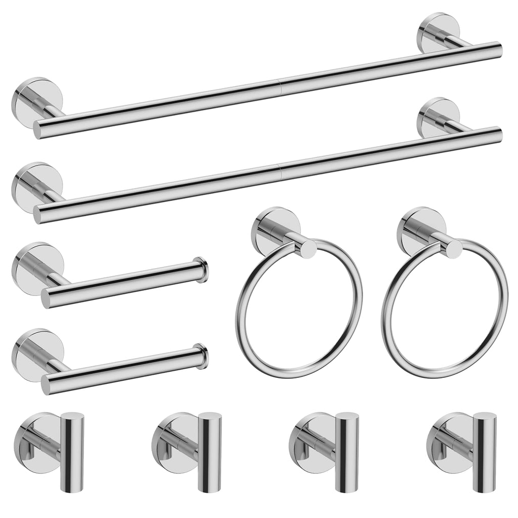 Newfun 10 Pieces Polished Chrome Bathroom Hardware Set 24 Inch