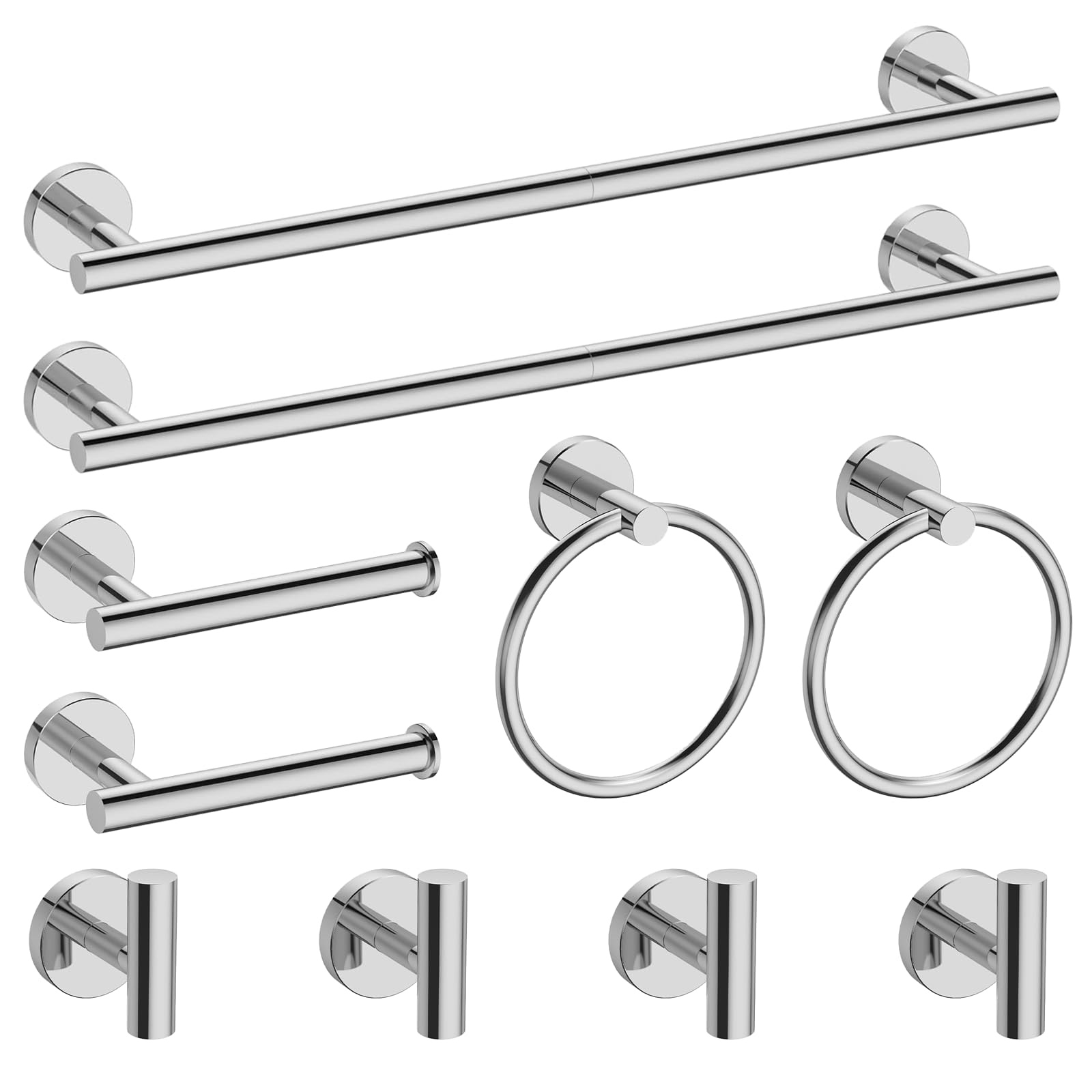 Newfun 10 Pieces Polished Chrome Bathroom Hardware Set 24 Inch