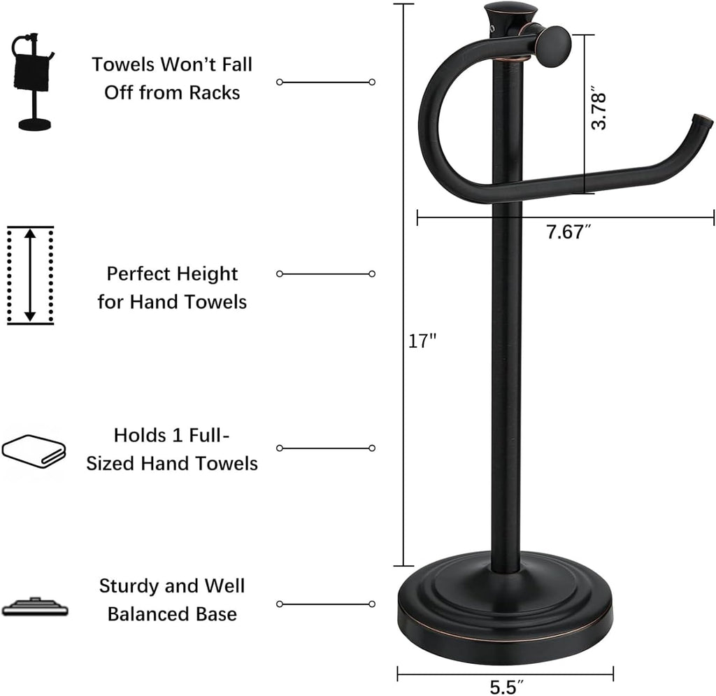 BESy Stand Hand Towel Holder, Countertop Towel Bar, Oil Rubbed Bronze