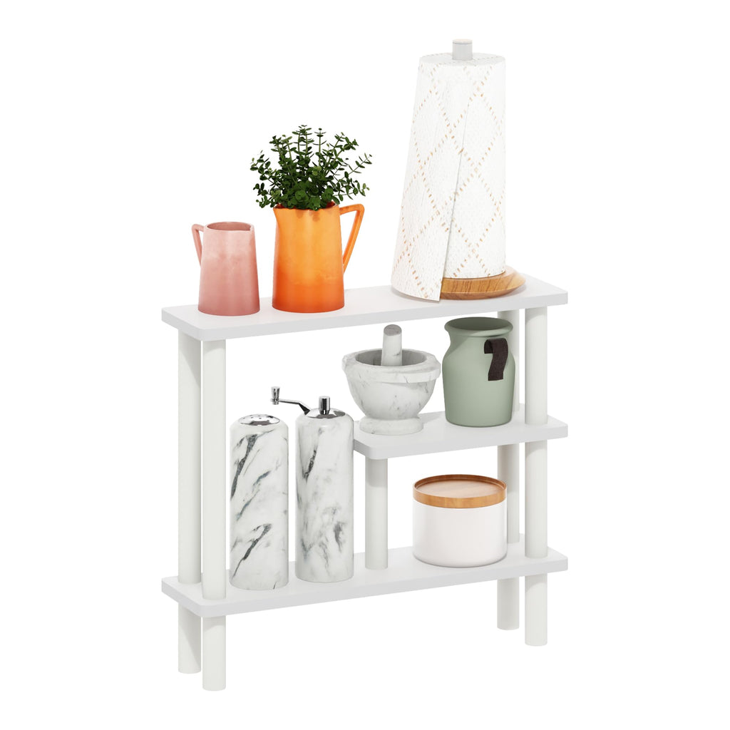 Furinno Turn-N-Tube Bathroom Storage Shelf, 3-Tier Toolless Narrow Storage Rack, 5.7" Wide Space Saving Shelf, for Bathroom, Living Room, Entryway, Amber Pine