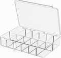 Clear Acrylic Makeup Organizer with Cover - 12 Compartments Cosmetic and Jewelry Organizer for Vanity and Desk Storage