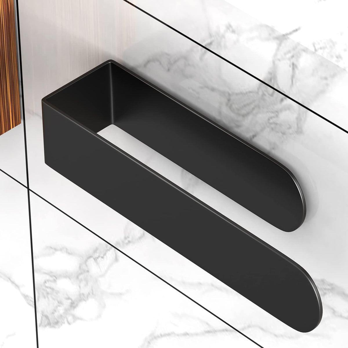 HUFEEOH Hand Towel Holder, Stainless Steel Bathroom Towel Holder Towel Bar, Matte Black Dish Towel Hanger Wall Mount Kitchen Towel Rack Heavy Duty Hand Towel Racks for Bathroom