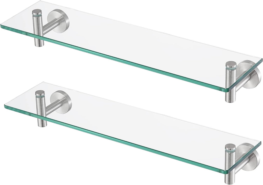 KES Bathroom Floating Glass Shelf 20-Inch, 2-Pack, Brushed Stainless Steel