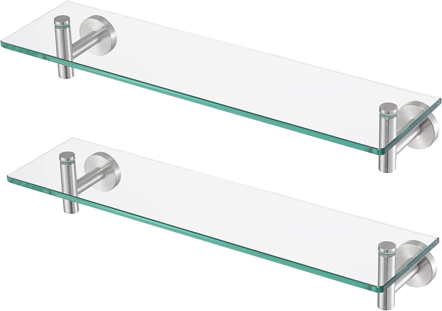 KES Bathroom Floating Glass Shelf 20-Inch, 2-Pack, Brushed Stainless Steel