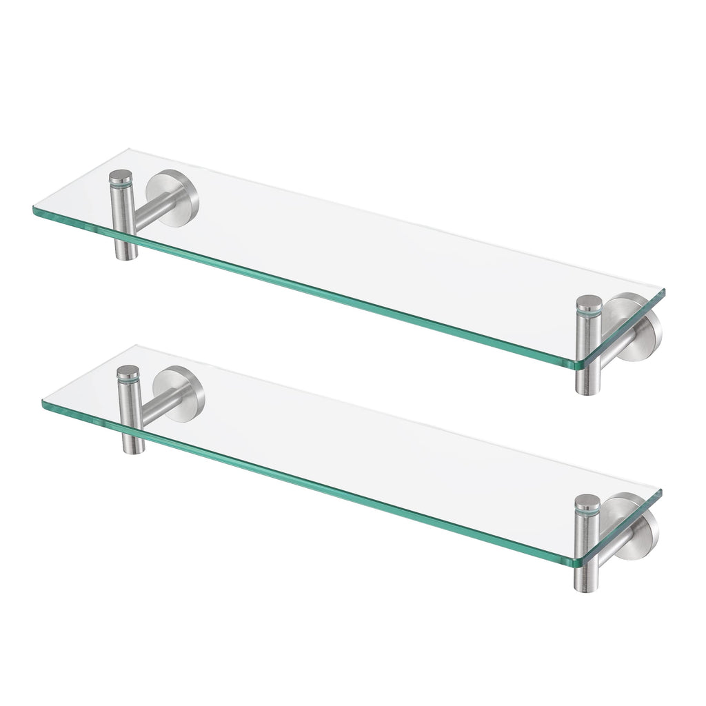 KES Bathroom Floating Glass Shelf 20-Inch, 2-Pack, Brushed Stainless Steel