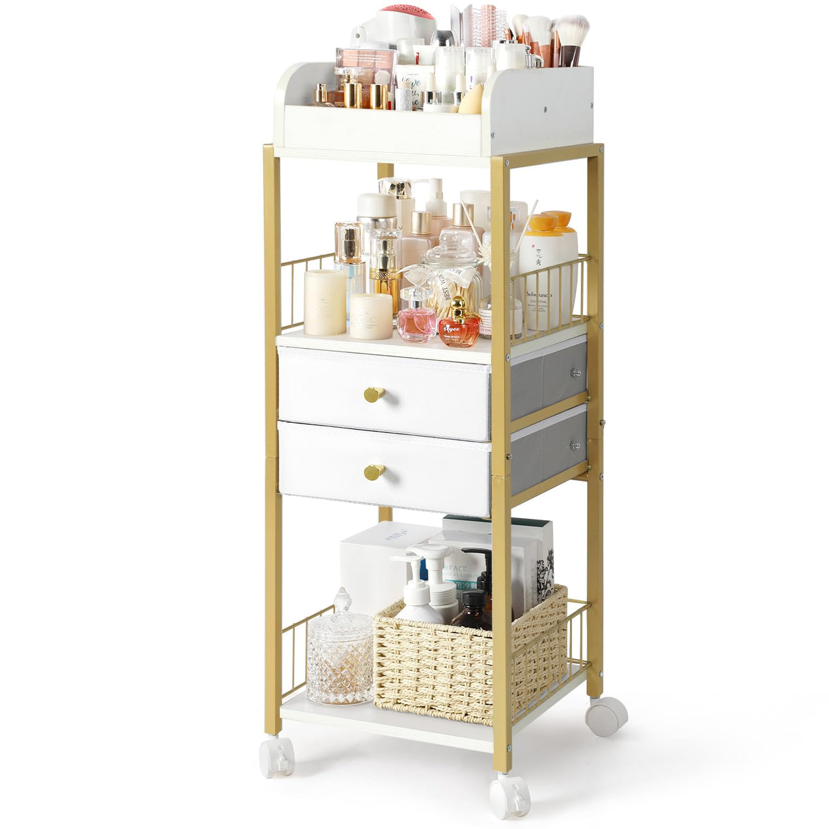 Makeup Organizer, Floor Skincare Organizers Make Up Organizers and Storage with Drawers, Vanity Organizer Cosmetics Display Cases Holder for Skin Care Nail Polish Perfume Black