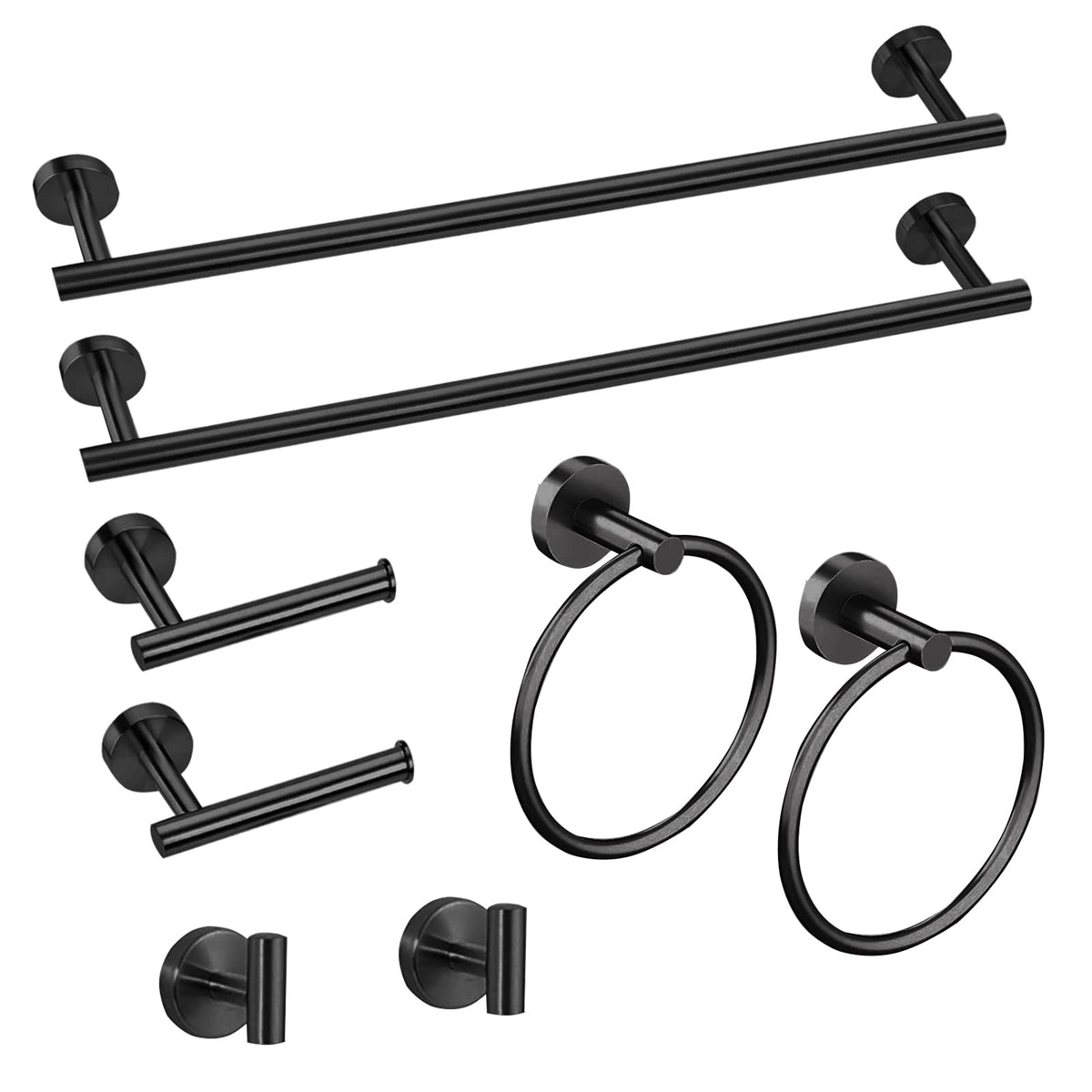 Cilee 8 Piece Polished Chrome Bathroom Hardware Set, 24inch Towel Bar Set