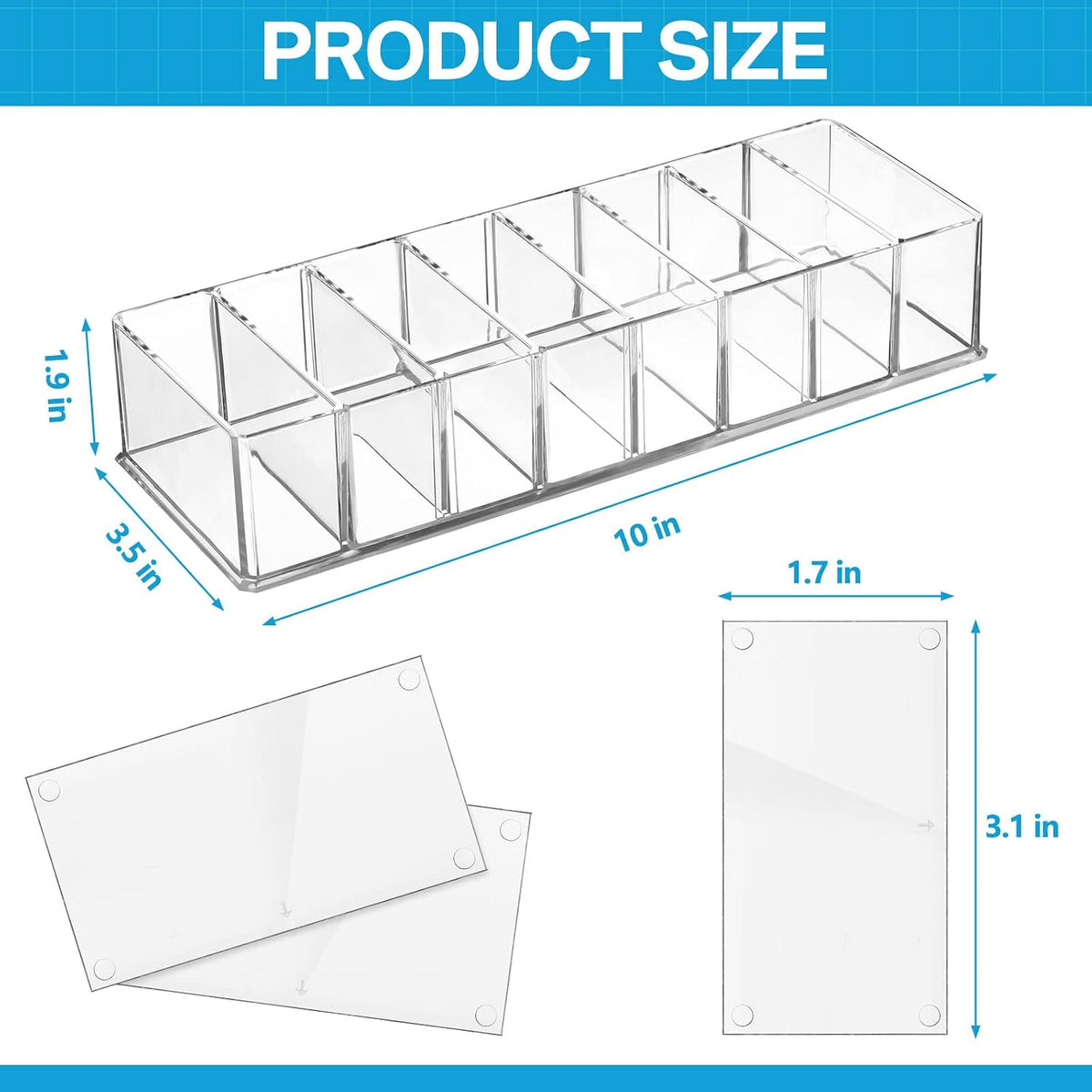 4 Pcs Uanse Acrylic Makeup Compact Organizer Detachable Clear Organizer