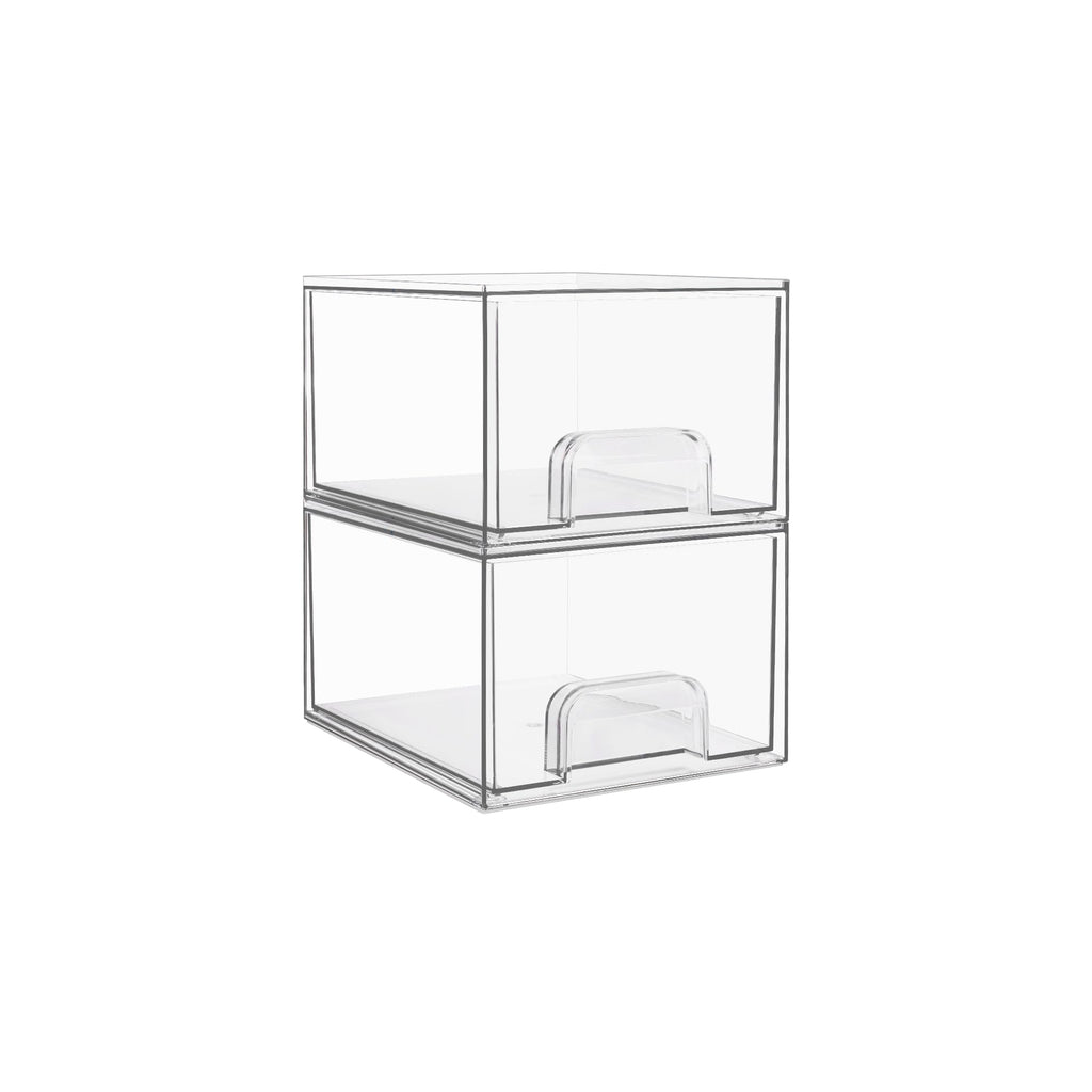 Vtopmart Clear Stackable Storage Drawers, 2 Pack Wide Plastic Organizers