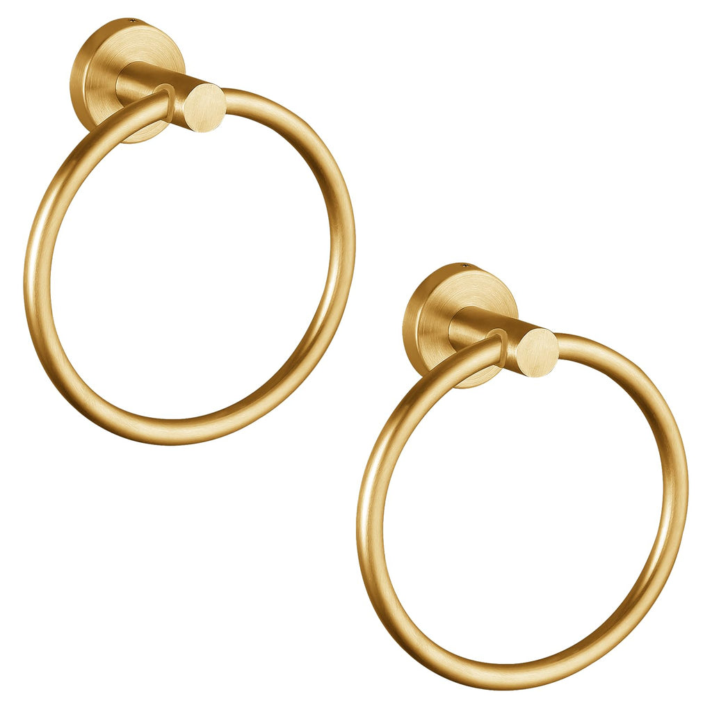 Towel Ring, Bathroom Hardware Accessories, Wall-Mounted Towel Ring, Simple Round Stainless Steel Towel Rack, for Bathroom and Kitchen (Gold)