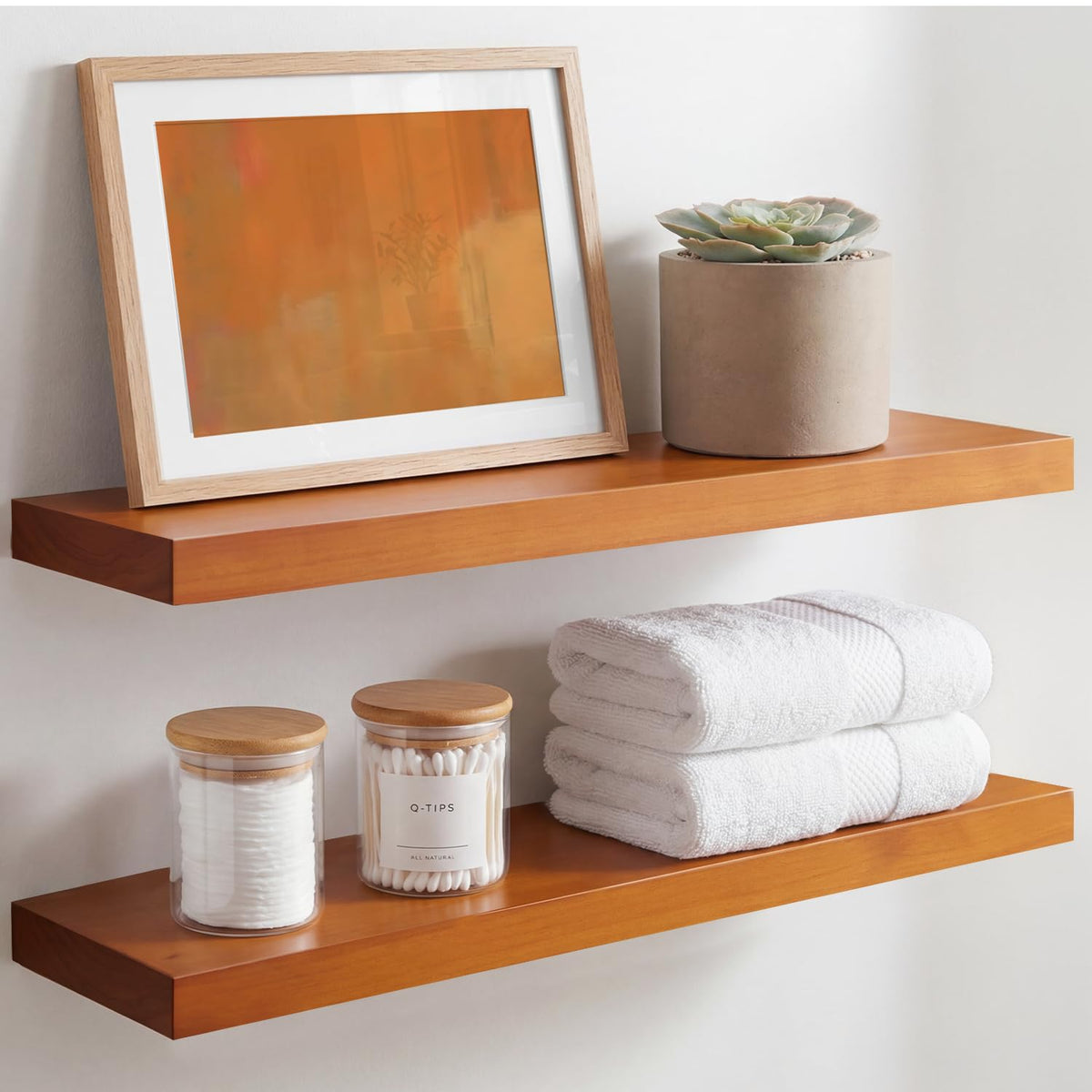 Homeforia 24 Inch Floating Shelves, High-End Solid Pine Wood, Set of 2