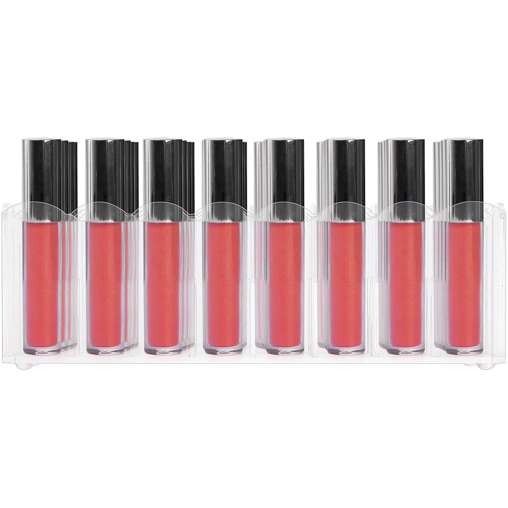 Hedume 2 Pack Lip Gloss Holder Organizer, 24 Spaces Acrylic Lip Gloss & Makeup Holder, Lipgloss Display Case for Tall Products