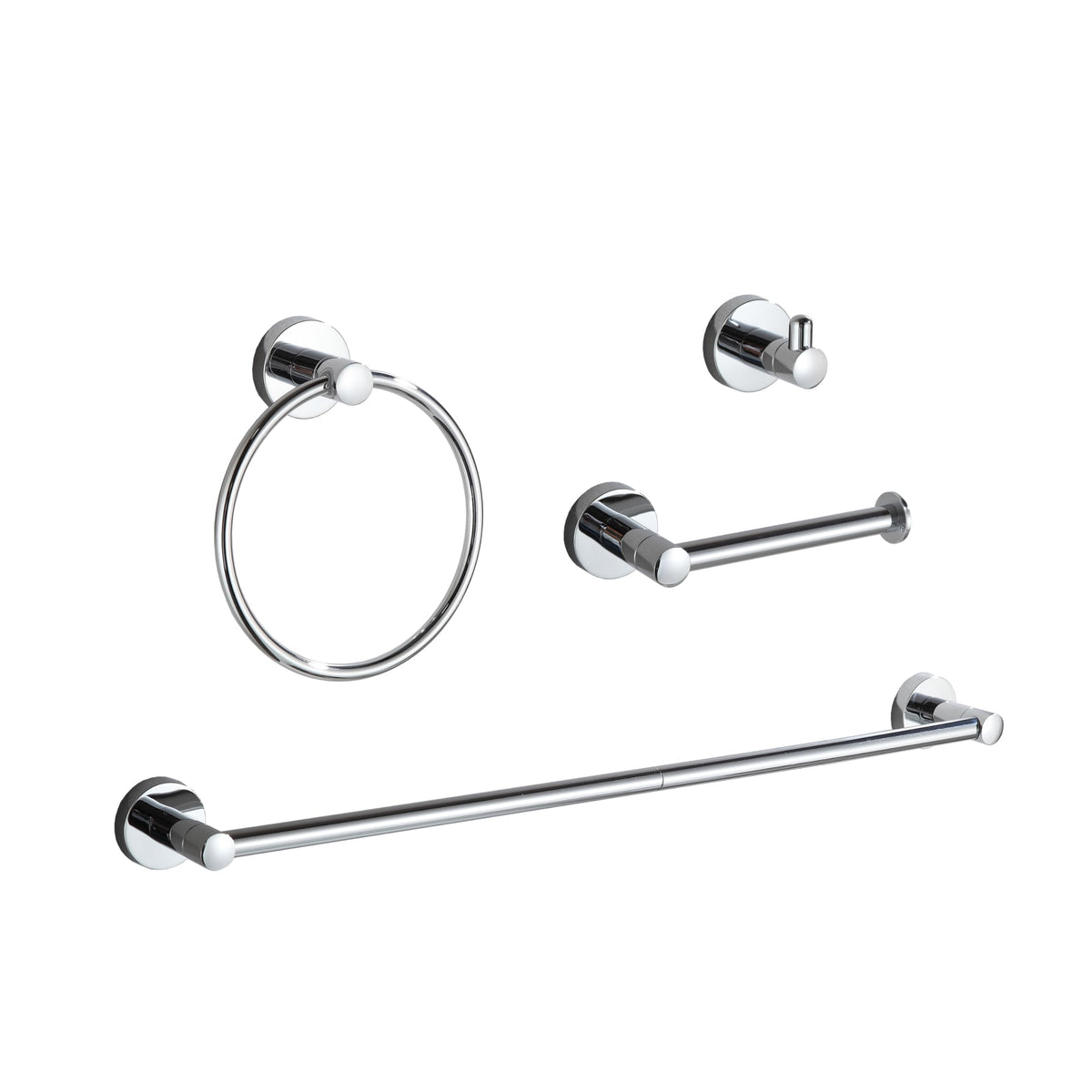 BGL Bathroom Accessory Set,4-Piece Brushed Nickel Towel Racks for Bathroom, 24 Inches Towel Bar, Towel Ring, Toilet Paper Holder & Robe Hook, Wall Mounted