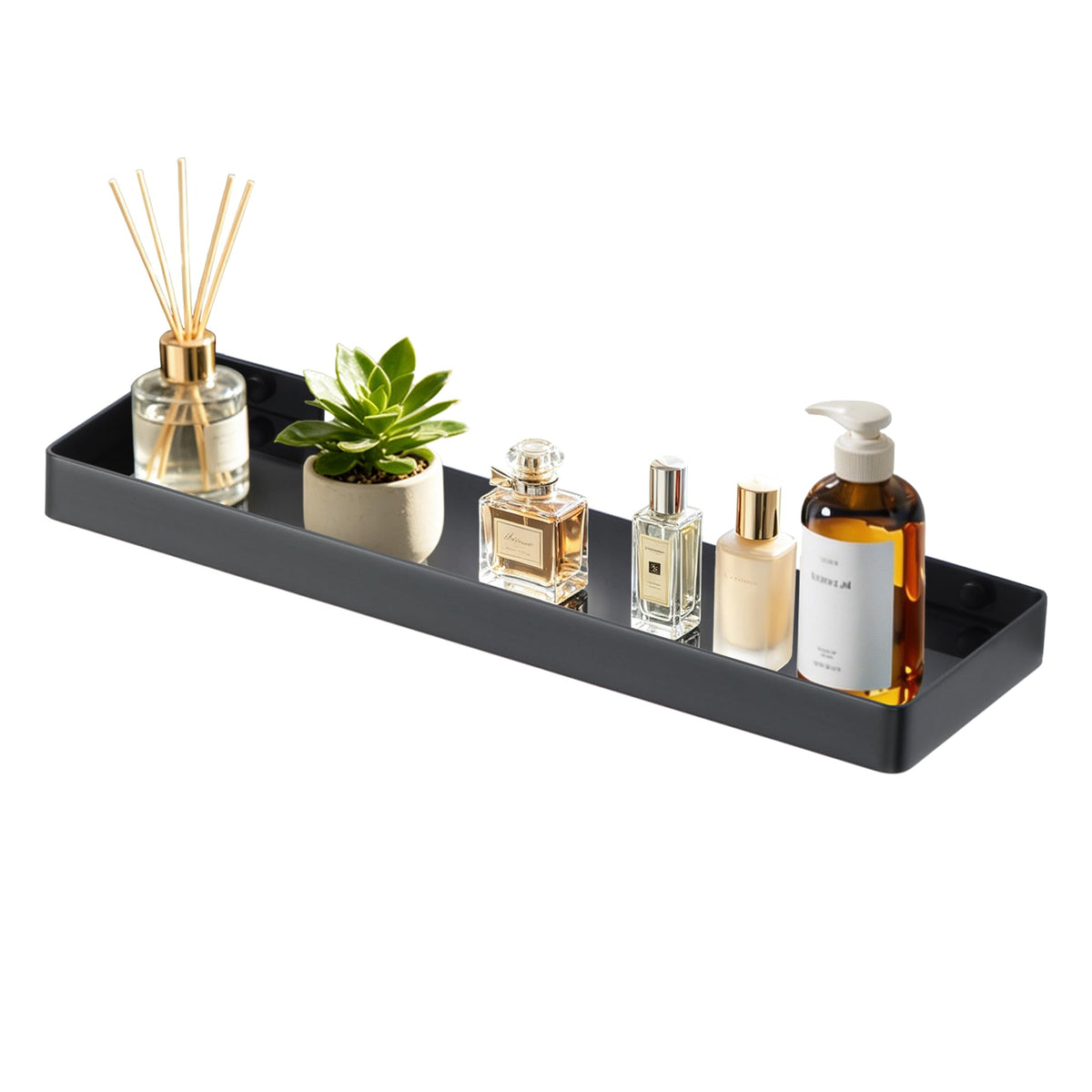 Alise Bathroom Shelves,11.8" Black Glass Shelves for Bathroom Wall Mounted
