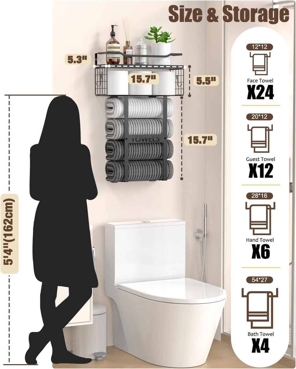 Aetyord Towel Racks for Bathroom Wall Mounted Towel Storage Organize