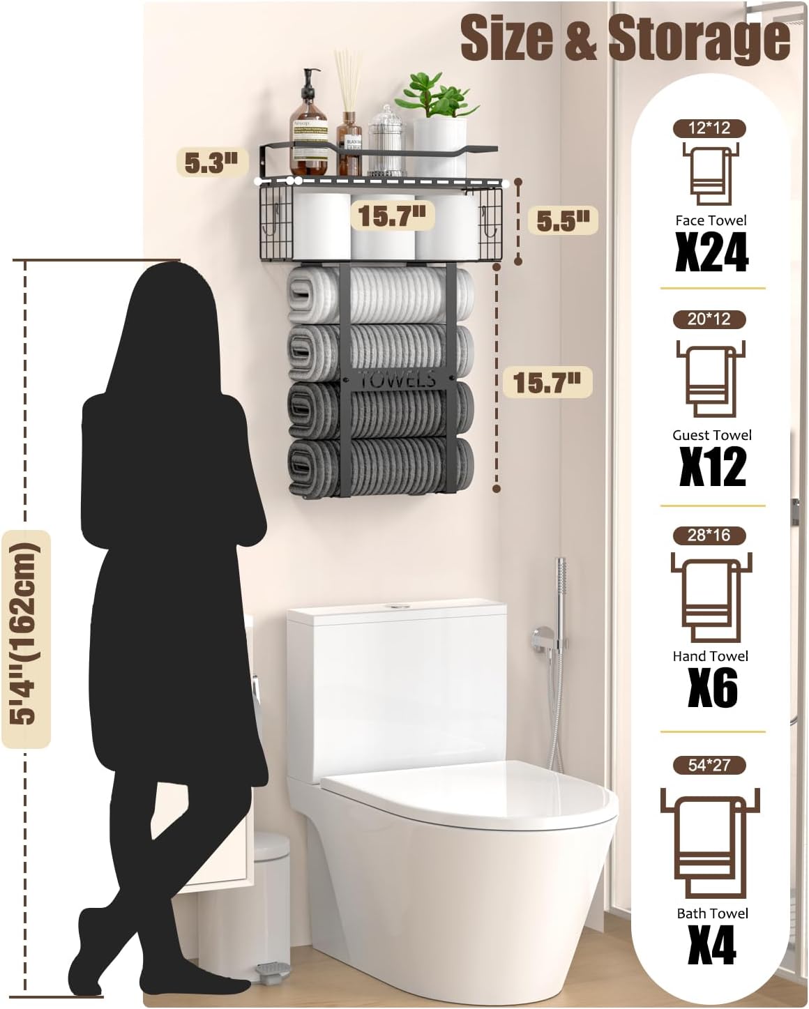 Aetyord Towel Racks for Bathroom Wall Mounted Towel Storage Organize