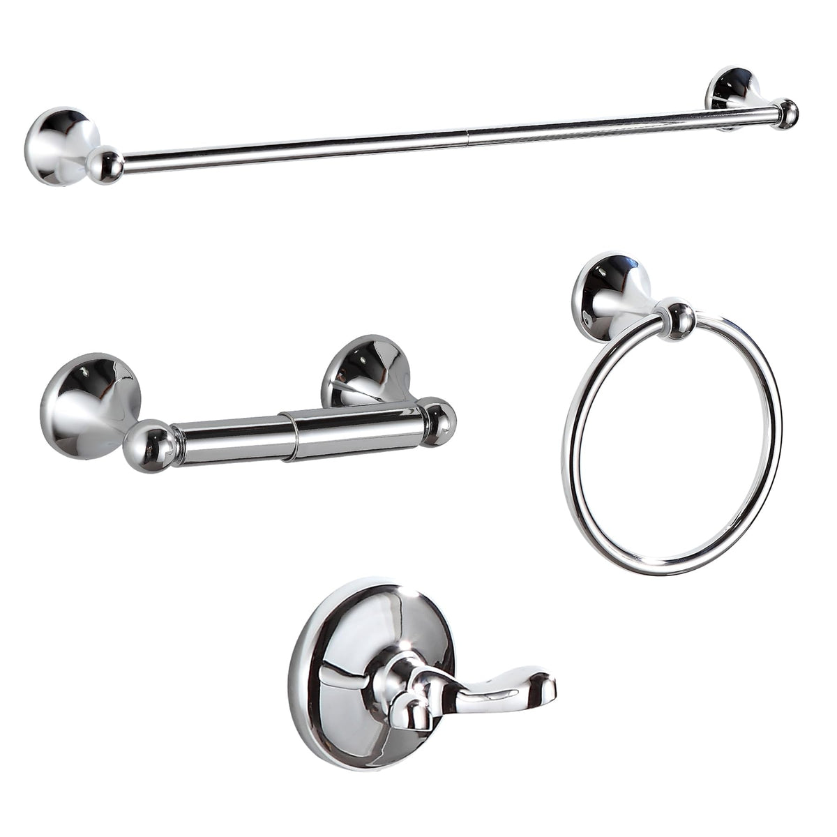BGL Bathroom Accessory Set, Brushed Nickel Adjustable Expandable Towel Bar 4-Piece Bathroom Hardware Set Wall Mounted