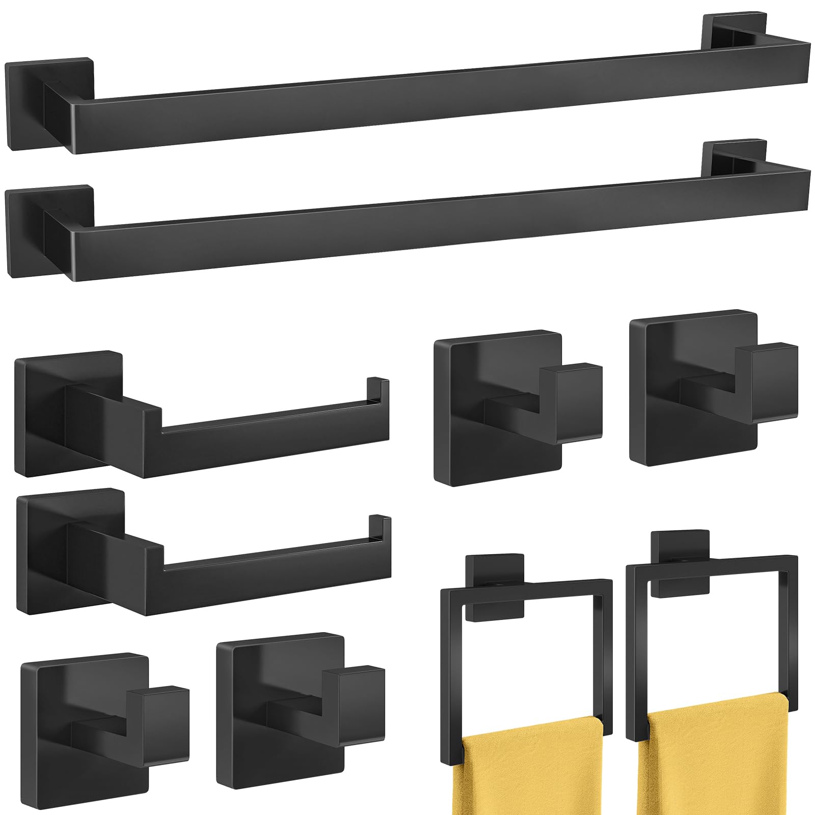FEILERN 20-Piece Matte Black Bathroom Hardware Set, 24 Inch Towel Bar Set