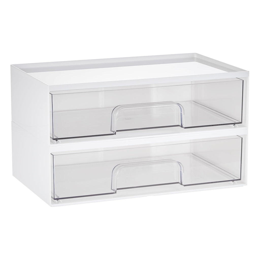 Vtopmart Clear Stackable Storage Drawers, 2 Pack Wide Plastic Organizers