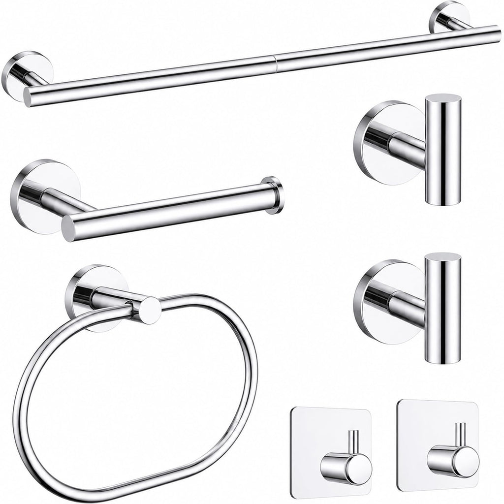 Brushed Gold Bathroom Accessories Set, 7 Pieces Gold Towel Bar Bathroom Hardware Set, 31.5 Inch Towel Racks for Bathroom, SUS304 Stainless Steel Bathroom Towel Holder Toilet Paper Holder Wall Mounted