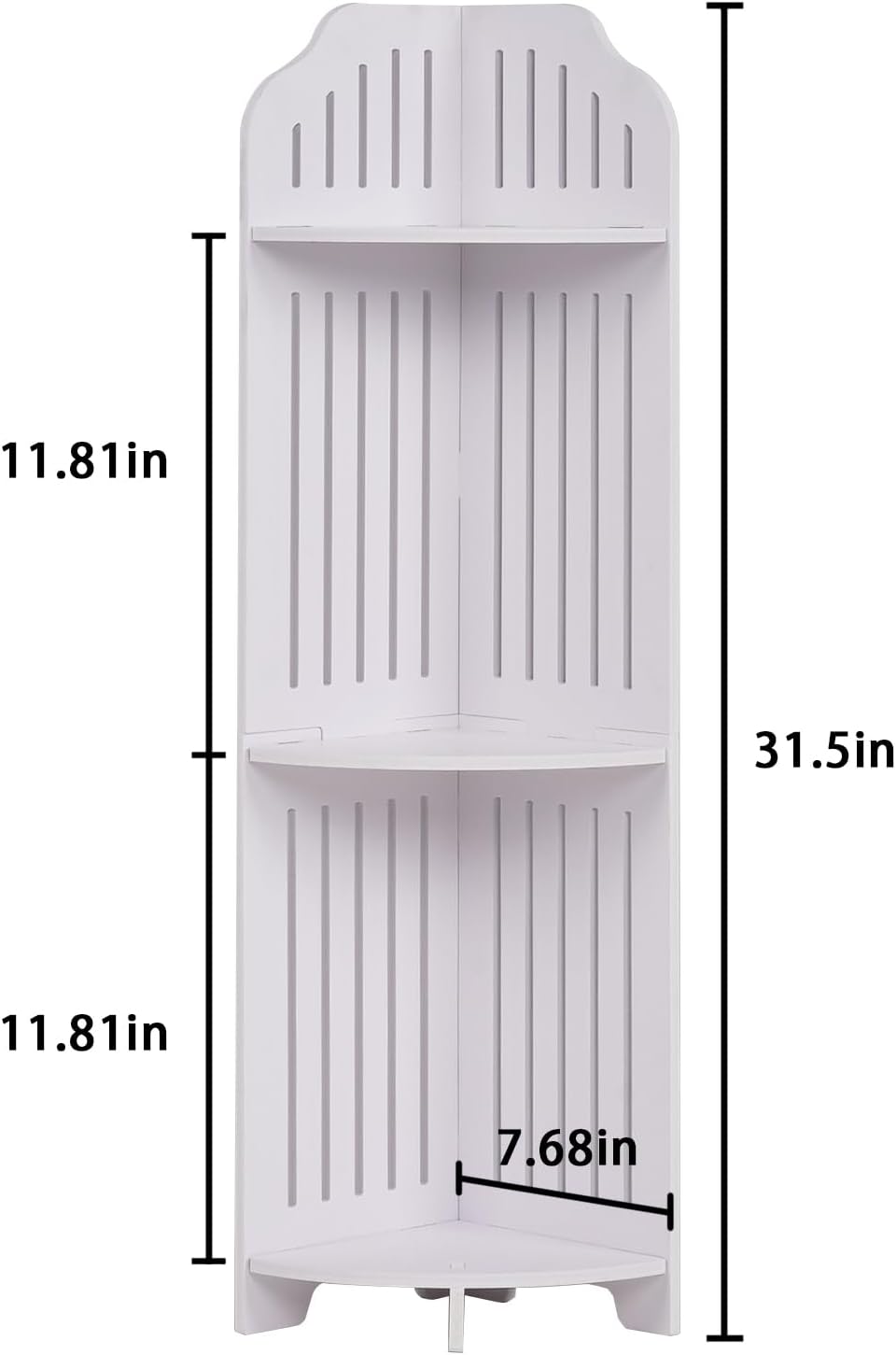 VECELO 3-Tier Bathroom Shelves for Narrow Space, Modern Corner Shelf Stand,Small Storage Organizer for Bathroom,Toilet Paper Stand,White