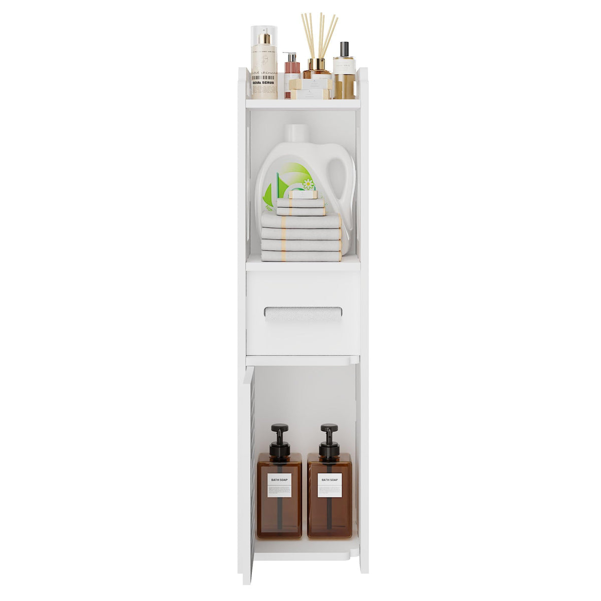 VECELO 3-Tier Bathroom Corner Shelf, Freestanding Triangle Storage Rack, Waterproof Corner Organizer, White Vertical Corner Shelving Unit for Bathroom Toilet Small Space,White