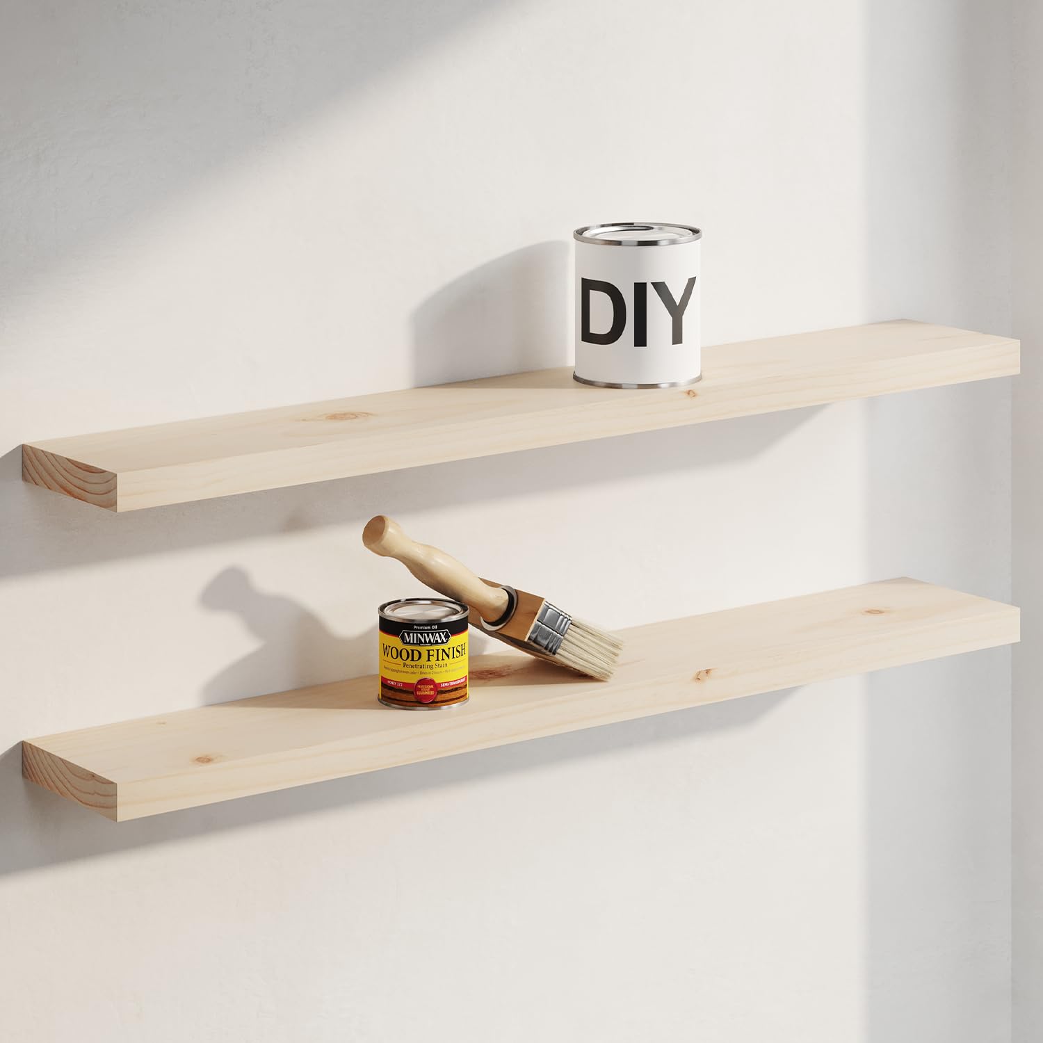 Homeforia 24 Inch Floating Shelves, High-End Solid Pine Wood, Set of 2