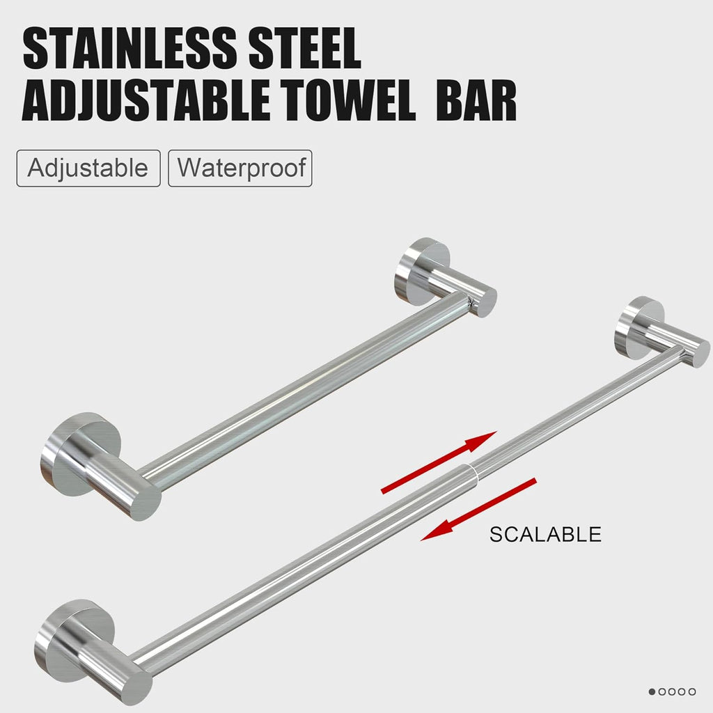 Towel Bar - Adjustable 304 Stainless Steel Towel Holder for Bathroom